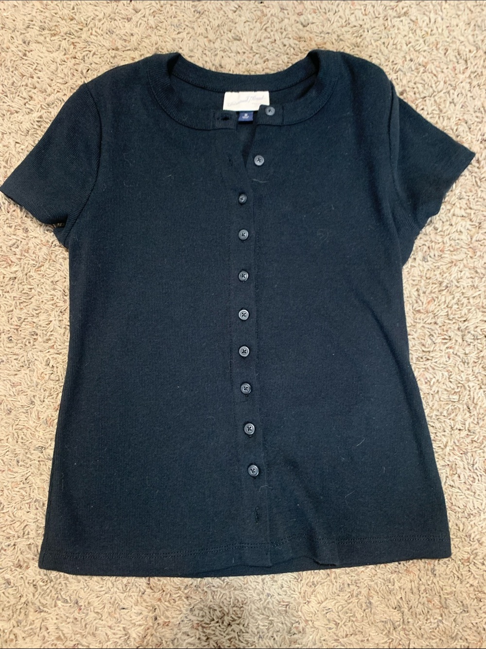 Universal Thread Navy Blue Button-Up Short Sleeve Top